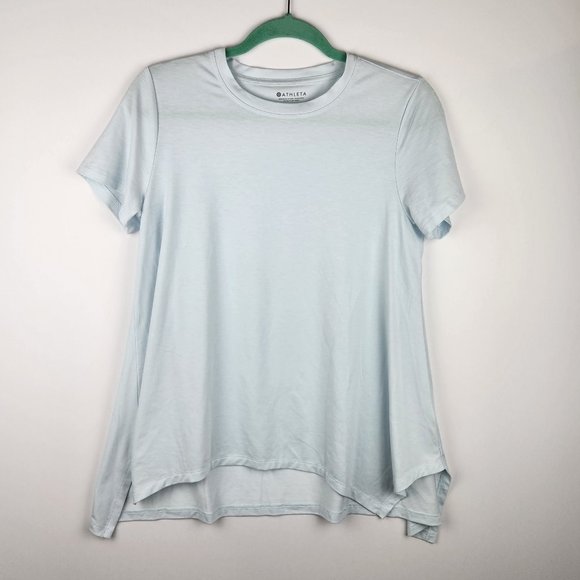 Athleta Tops - Athleta Ice Blue Soft Essence Handkerchief Hem Short Sleeve Tee sz M